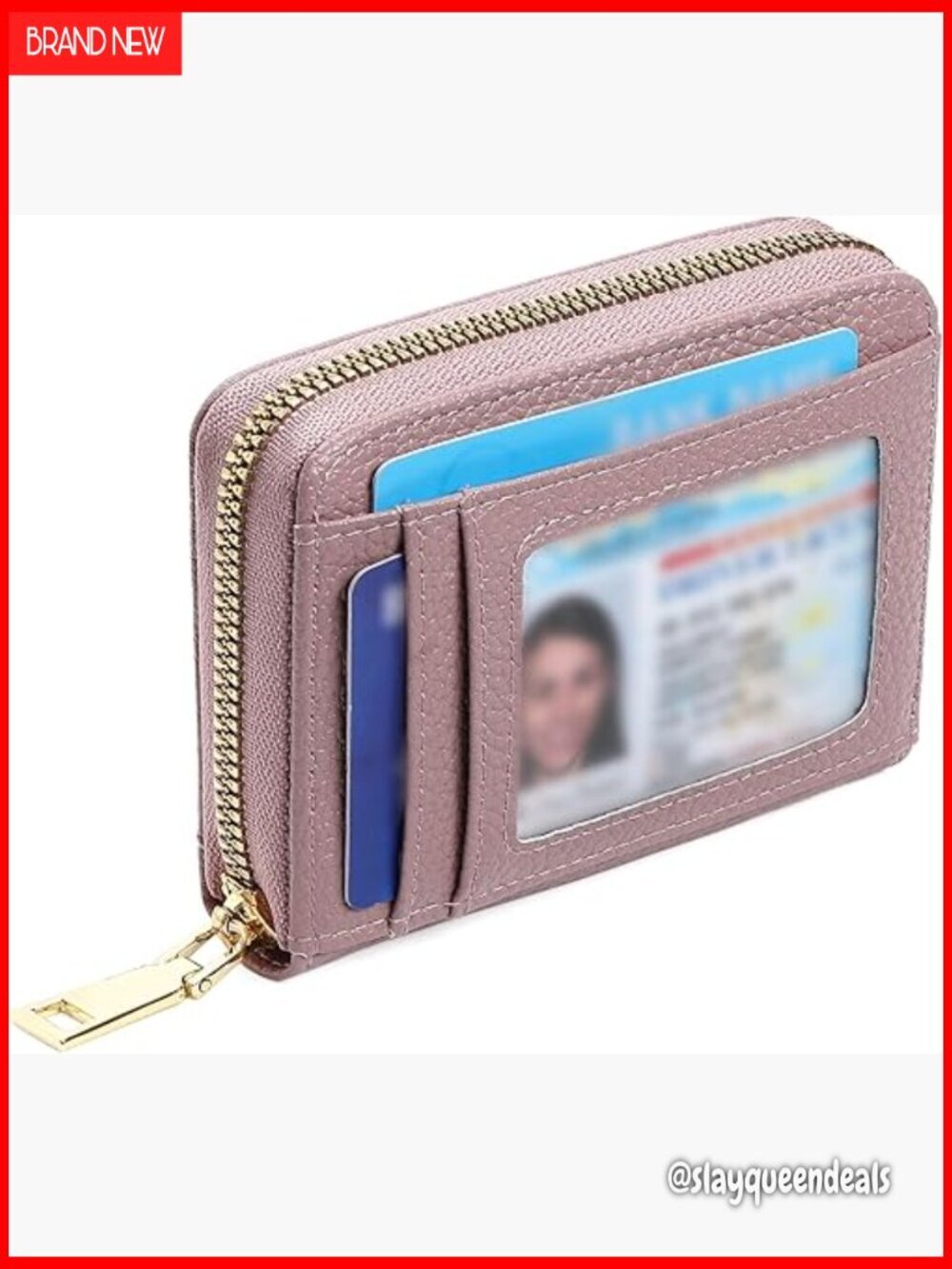 Compact RFID Blocking Zip-Around Wallet with ID Window & 11 Card Slots